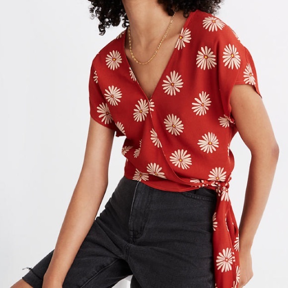 Madewell Tops - 2/$25 NWT Madewell Daisy Sash-Tie Wrap Top